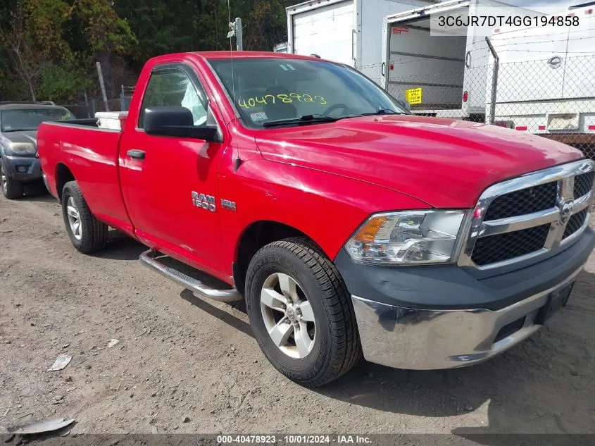 2016 Ram 1500 Tradesman VIN: 3C6JR7DT4GG194858 Lot: 40478923