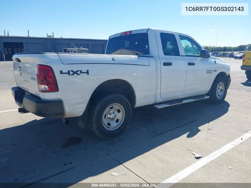 2016 Ram 1500 Tradesman VIN: 1C6RR7FT0GS302143 Lot: 40486253