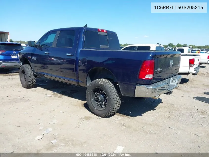 1C6RR7LT5GS205315 2016 Ram 1500 Lone Star