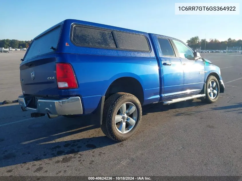 2016 Ram 1500 Big Horn VIN: 1C6RR7GT6GS364922 Lot: 40624236