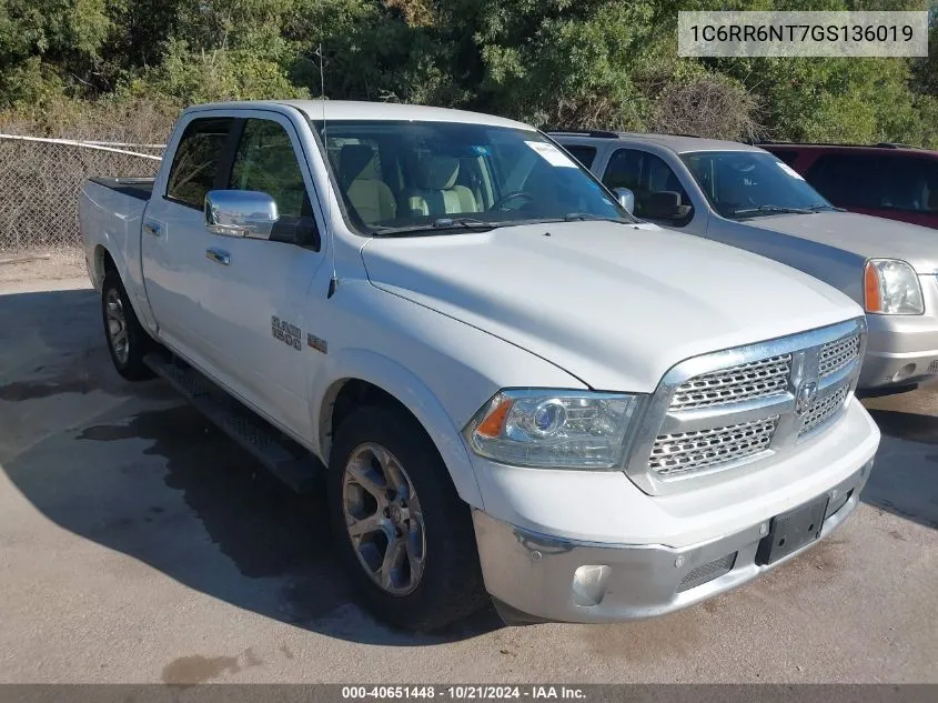 2016 Ram 1500 Laramie VIN: 1C6RR6NT7GS136019 Lot: 40651448