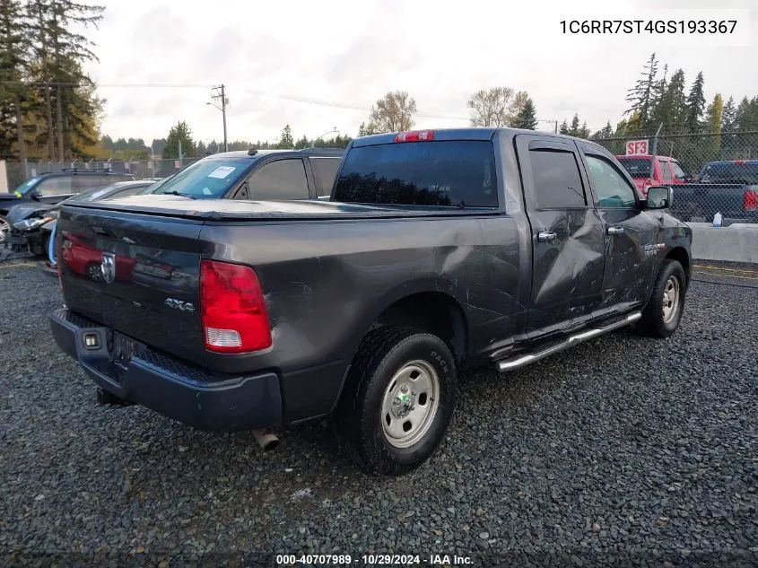 1C6RR7ST4GS193367 2016 Ram 1500 Tradesman