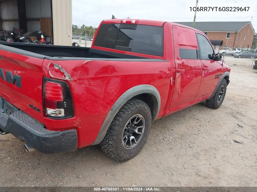 2016 Ram 1500 Rebel VIN: 1C6RR7YT6GS229647 Lot: 40760301