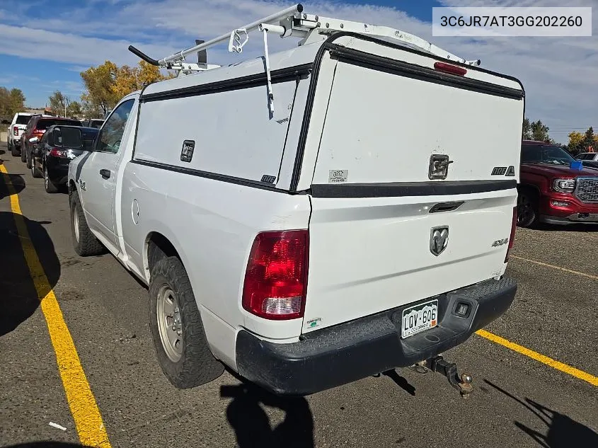 2016 Ram 1500 St VIN: 3C6JR7AT3GG202260 Lot: 40802047