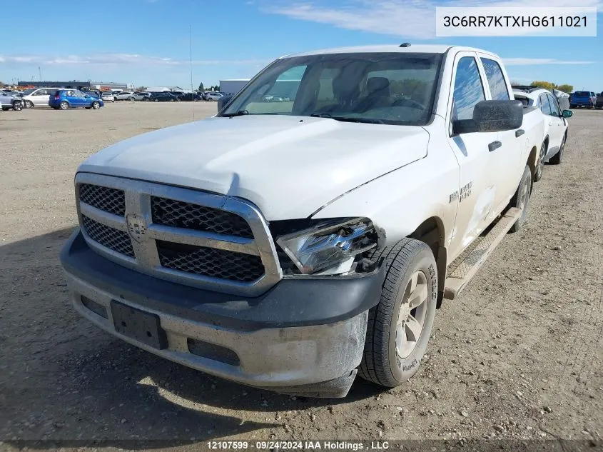 2017 Ram 1500 St VIN: 3C6RR7KTXHG611021 Lot: 12107599