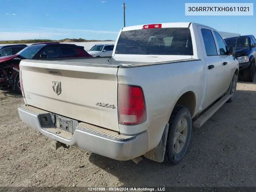 2017 Ram 1500 St VIN: 3C6RR7KTXHG611021 Lot: 12107599