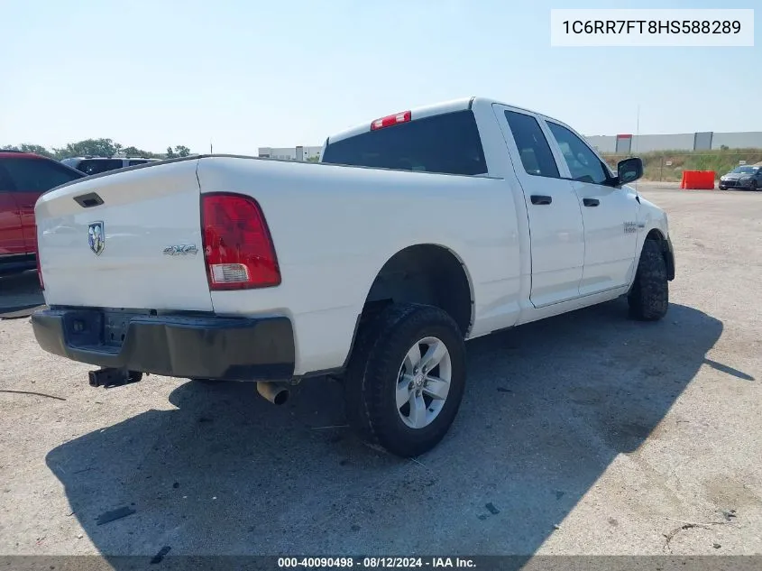 2017 Ram 1500 Tradesman Quad Cab 4X4 6'4 Box VIN: 1C6RR7FT8HS588289 Lot: 40090498