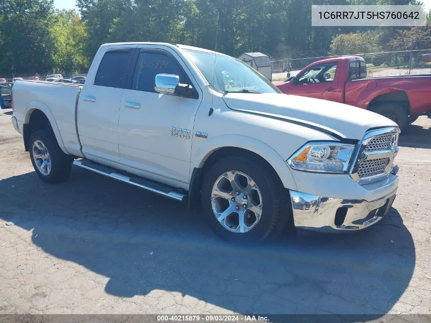 2017 Ram 1500 Laramie Quad Cab 4X4 6'4 Box VIN: 1C6RR7JT5HS760642 Lot: 40215879