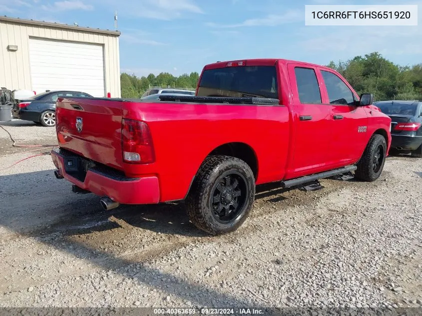 2017 Ram 1500 Express Quad Cab 4X2 6'4 Box VIN: 1C6RR6FT6HS651920 Lot: 40363659