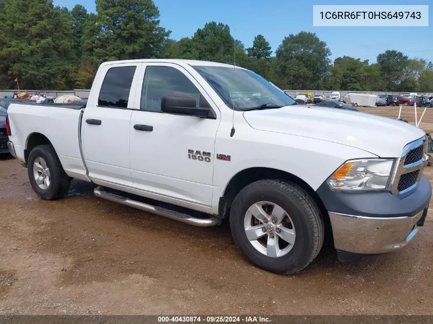 2017 Ram 1500 Tradesman Quad Cab 4X2 6'4 Box VIN: 1C6RR6FT0HS649743 Lot: 40430874