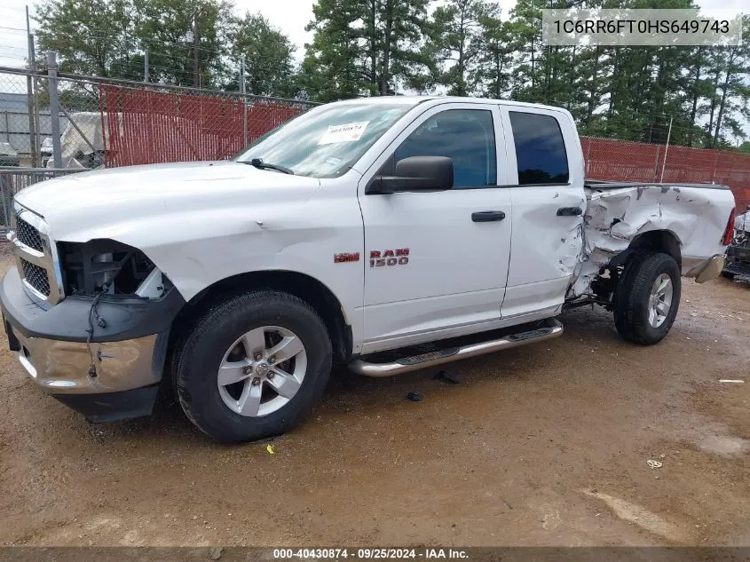 2017 Ram 1500 Tradesman Quad Cab 4X2 6'4 Box VIN: 1C6RR6FT0HS649743 Lot: 40430874