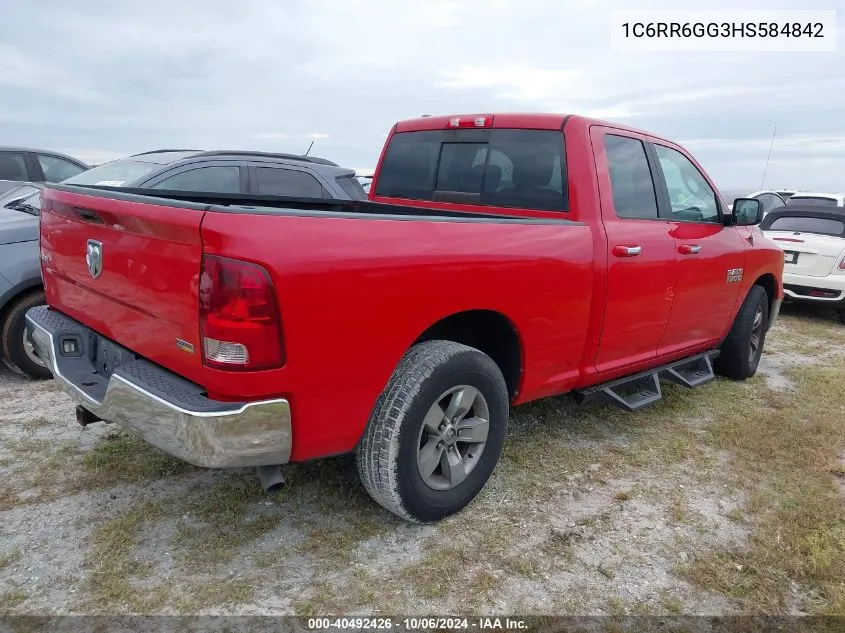 2017 Ram 1500 Slt Quad Cab 4X2 6'4 Box VIN: 1C6RR6GG3HS584842 Lot: 40492426