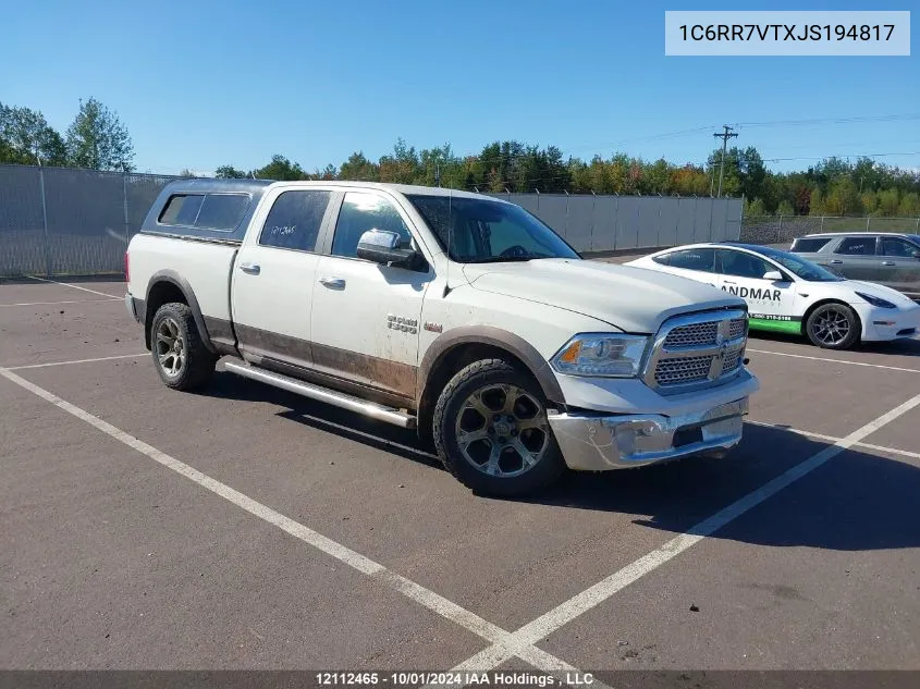 2018 Ram 1500 Laramie VIN: 1C6RR7VTXJS194817 Lot: 12112465