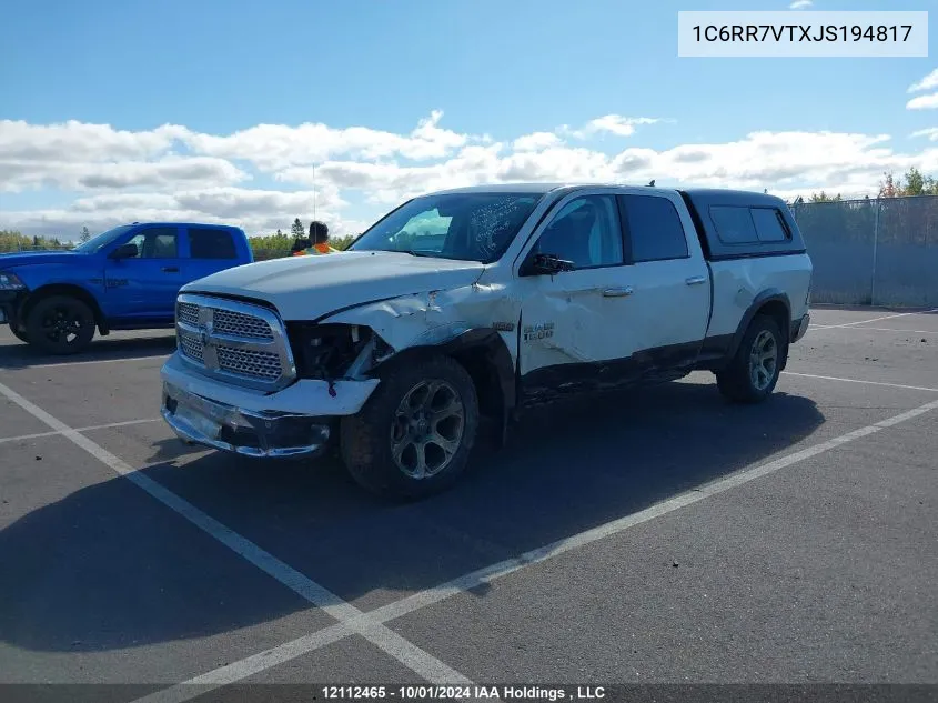 2018 Ram 1500 Laramie VIN: 1C6RR7VTXJS194817 Lot: 12112465