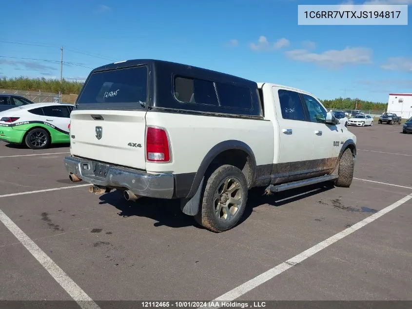 2018 Ram 1500 Laramie VIN: 1C6RR7VTXJS194817 Lot: 12112465