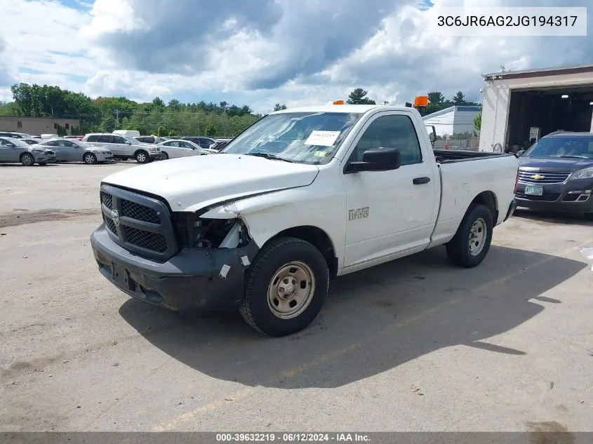 2018 Ram 1500 Tradesman Regular Cab 4X2 6'4 Box VIN: 3C6JR6AG2JG194317 Lot: 39632219