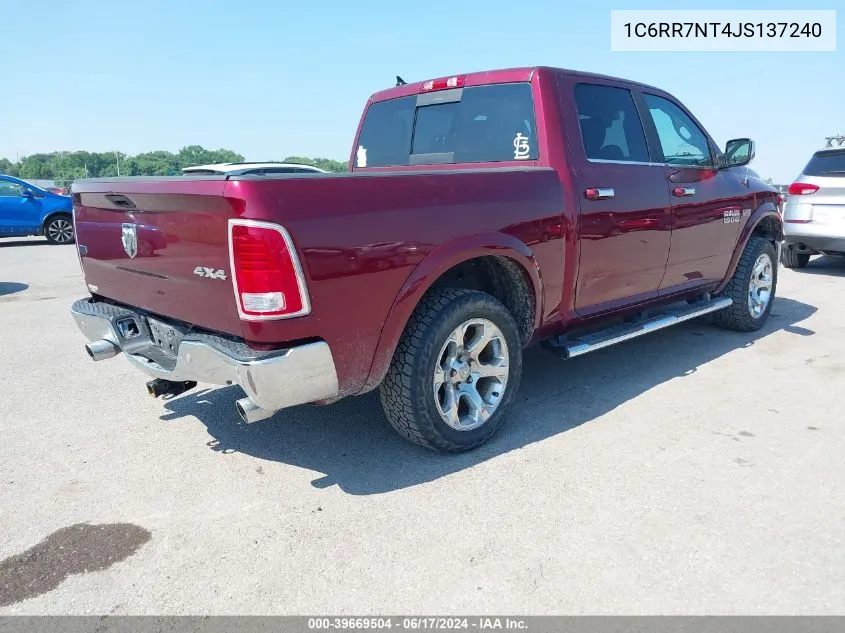 2018 Ram 1500 Laramie 4X4 5'7 Box VIN: 1C6RR7NT4JS137240 Lot: 39669504