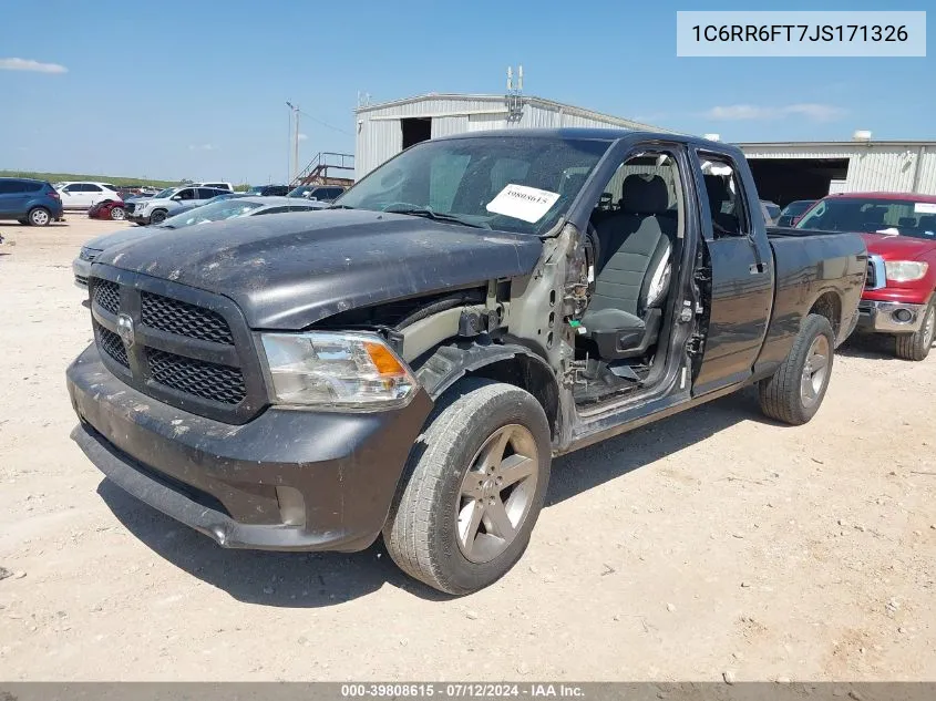 2018 Ram 1500 Express Quad Cab 4X2 6'4 Box VIN: 1C6RR6FT7JS171326 Lot: 39808615