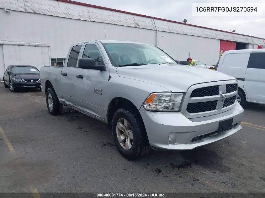 2018 Ram 1500 Express Quad Cab 4X4 6'4 Box VIN: 1C6RR7FG0JS270594 Lot: 40091774