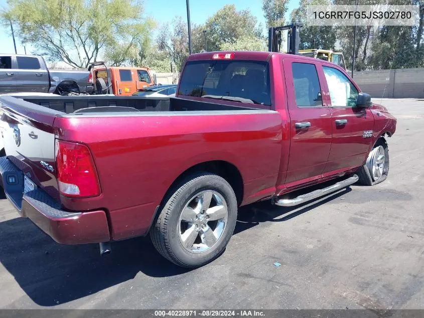 2018 Ram 1500 Express Quad Cab 4X4 6'4 Box VIN: 1C6RR7FG5JS302780 Lot: 40228971