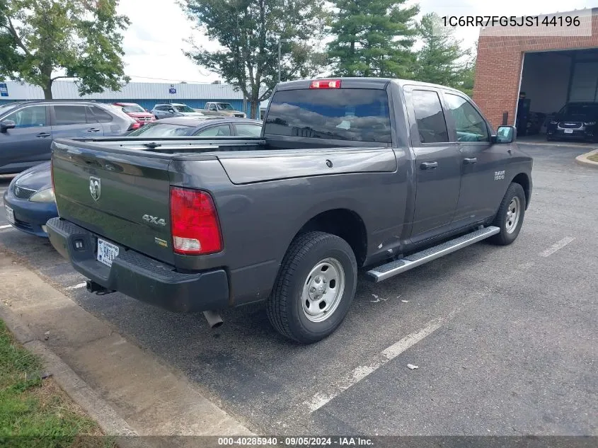 2018 Ram 1500 Tradesman Quad Cab 4X4 6'4 Box VIN: 1C6RR7FG5JS144196 Lot: 40285940