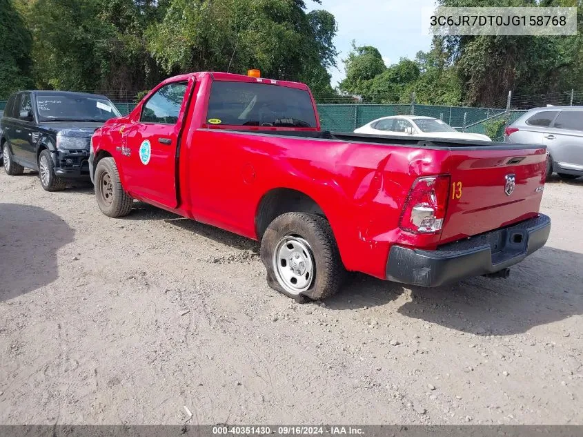 2018 Ram 1500 Express Regular Cab 4X4 8' Box/Tradesman Regular Cab 4X4 8' Box VIN: 3C6JR7DT0JG158768 Lot: 40351430