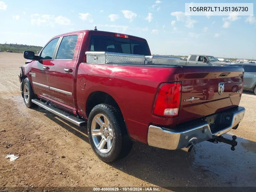 2018 Ram 1500 Lone Star Silver 4X4 5'7 Box VIN: 1C6RR7LT1JS136730 Lot: 40500629