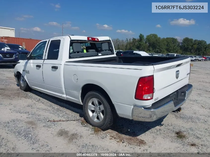 2018 Ram 1500 Tradesman 4X4 6'4 Box VIN: 1C6RR7FT6JS303224 Lot: 40553378