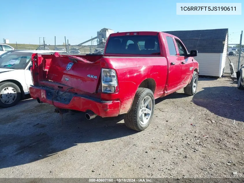 2018 Ram 1500 Express 4X4 6'4 Box VIN: 1C6RR7FT5JS190611 Lot: 40607160