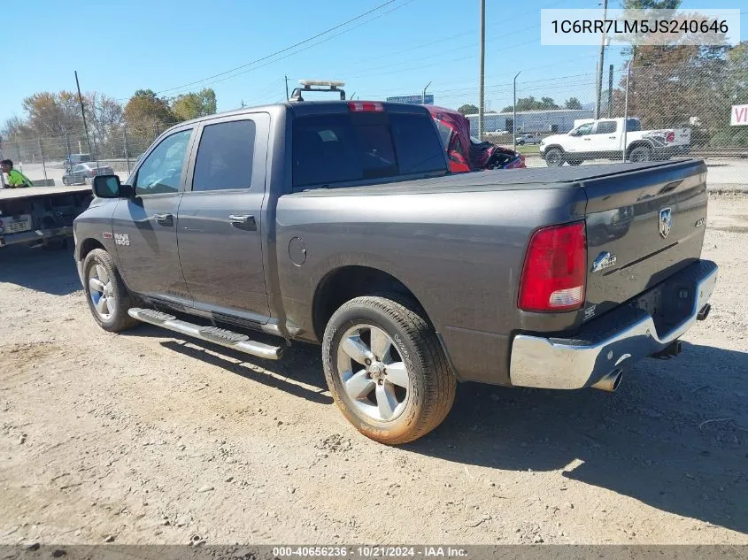 2018 Ram 1500 Big Horn 4X4 5'7 Box VIN: 1C6RR7LM5JS240646 Lot: 40656236