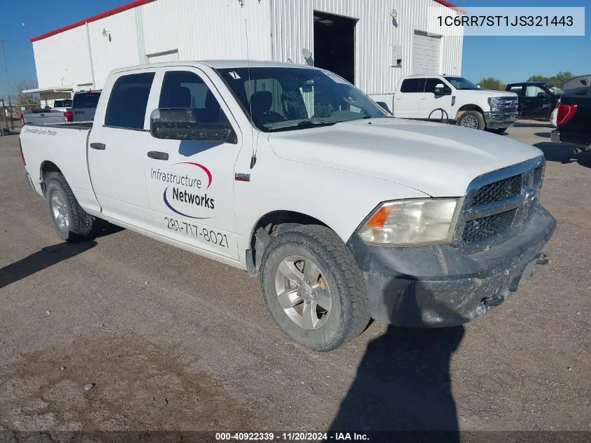 2018 Ram 1500 Tradesman 4X4 6'4 Box VIN: 1C6RR7ST1JS321443 Lot: 40922339