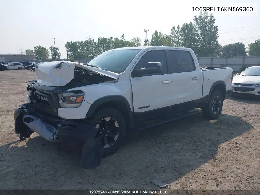 2019 Ram 1500 Rebel VIN: 1C6SRFLT6KN569360 Lot: 12072243