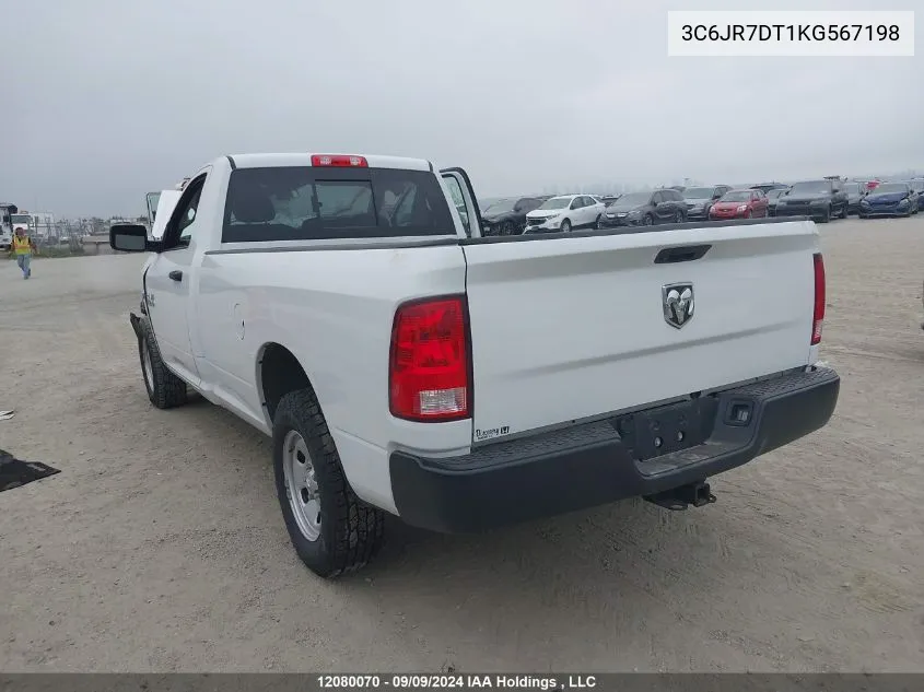 2019 Ram 1500 Classic Tradesman VIN: 3C6JR7DT1KG567198 Lot: 12080070