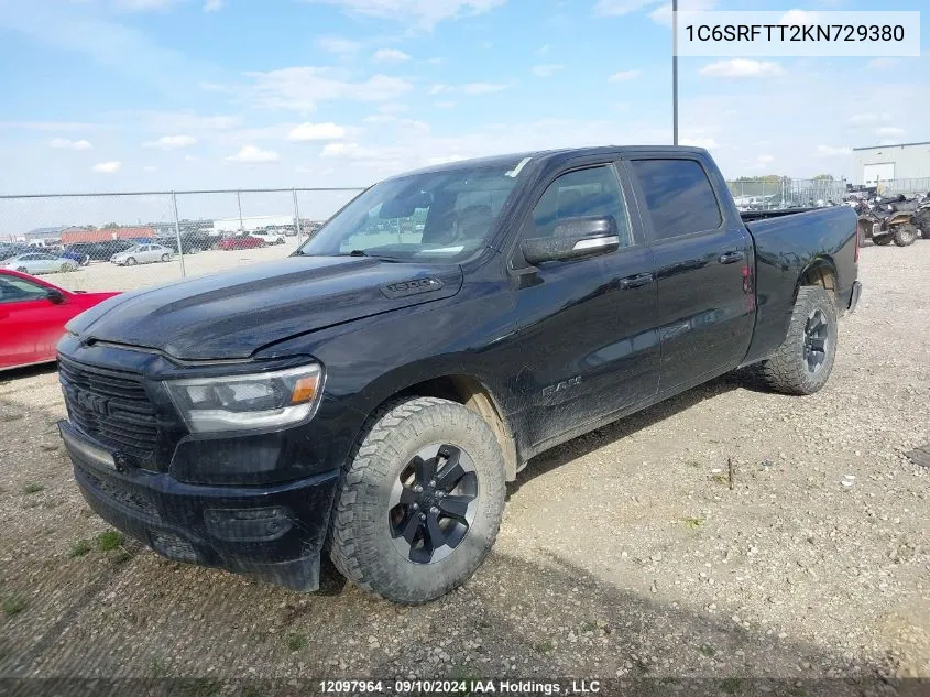 2019 Ram 1500 Sport VIN: 1C6SRFTT2KN729380 Lot: 12097964