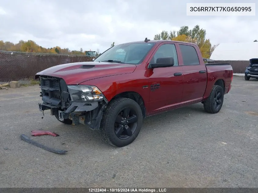 2019 Ram 1500 Classic Tradesman VIN: 3C6RR7KT7KG650995 Lot: 12122404