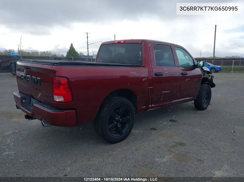 2019 Ram 1500 Classic Tradesman VIN: 3C6RR7KT7KG650995 Lot: 12122404