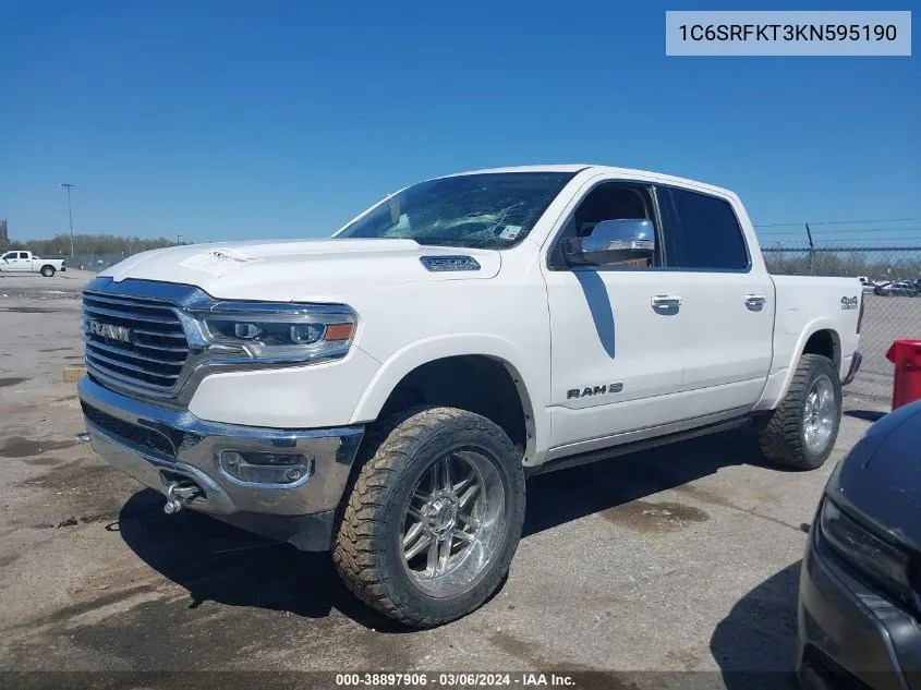 2019 Ram 1500 Longhorn 4X4 5'7 Box VIN: 1C6SRFKT3KN595190 Lot: 38897906