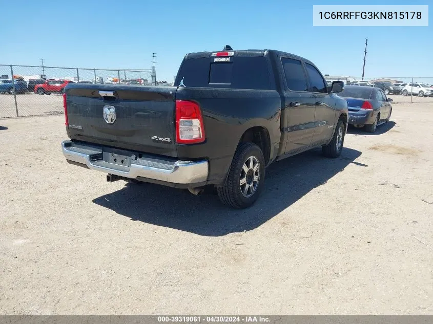 2019 Ram 1500 Big Horn/Lone Star VIN: 1C6RRFFG3KN815178 Lot: 39319061