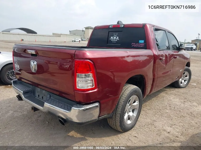 2019 Ram 1500 Big Horn/Lone Star 4X2 5'7 Box VIN: 1C6RREFT0KN716986 Lot: 39551950