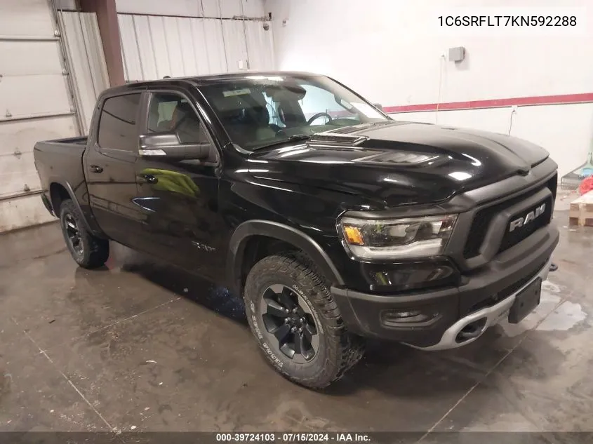 2019 Ram 1500 Rebel 4X4 5'7 Box VIN: 1C6SRFLT7KN592288 Lot: 39724103