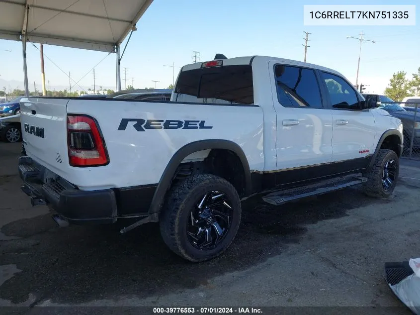 2019 Ram 1500 Rebel 4X2 5'7 Box VIN: 1C6RRELT7KN751335 Lot: 39776553