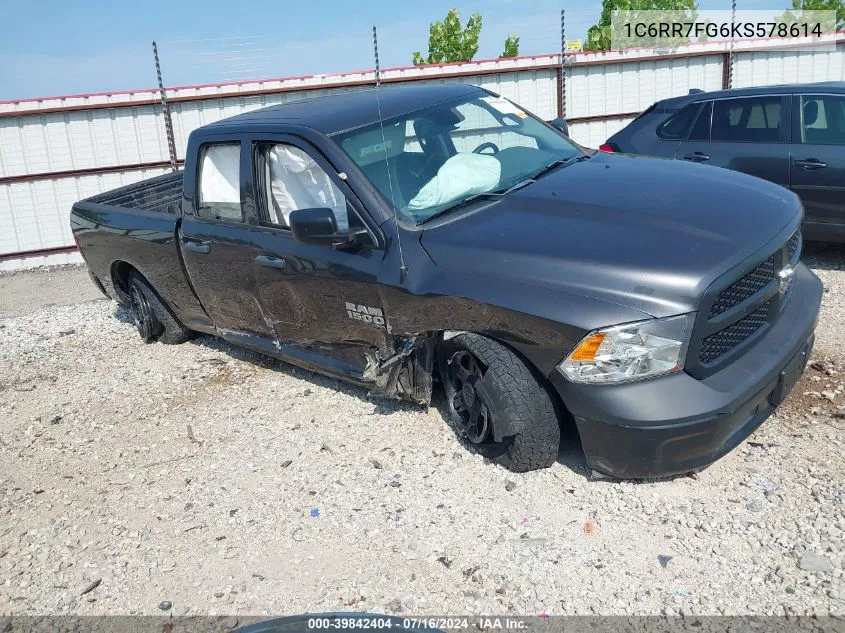 2019 Ram 1500 Classic Tradesman Quad Cab 4X4 6'4 Box VIN: 1C6RR7FG6KS578614 Lot: 39842404