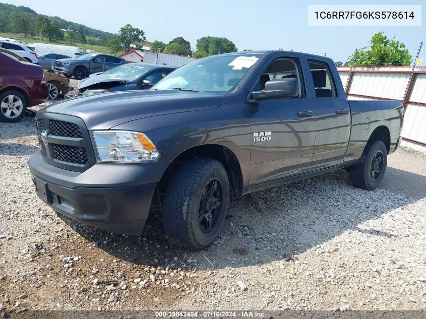 2019 Ram 1500 Classic Tradesman Quad Cab 4X4 6'4 Box VIN: 1C6RR7FG6KS578614 Lot: 39842404