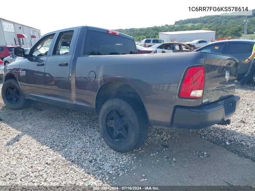 2019 Ram 1500 Classic Tradesman Quad Cab 4X4 6'4 Box VIN: 1C6RR7FG6KS578614 Lot: 39842404