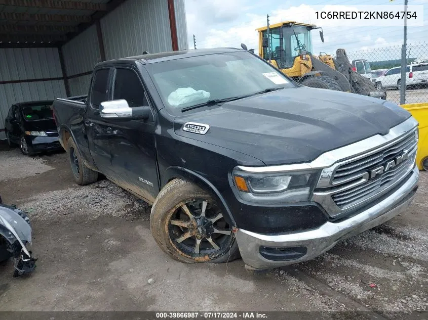 1C6RREDT2KN864754 2019 Ram 1500 Laramie Quad Cab 4X2 6'4 Box