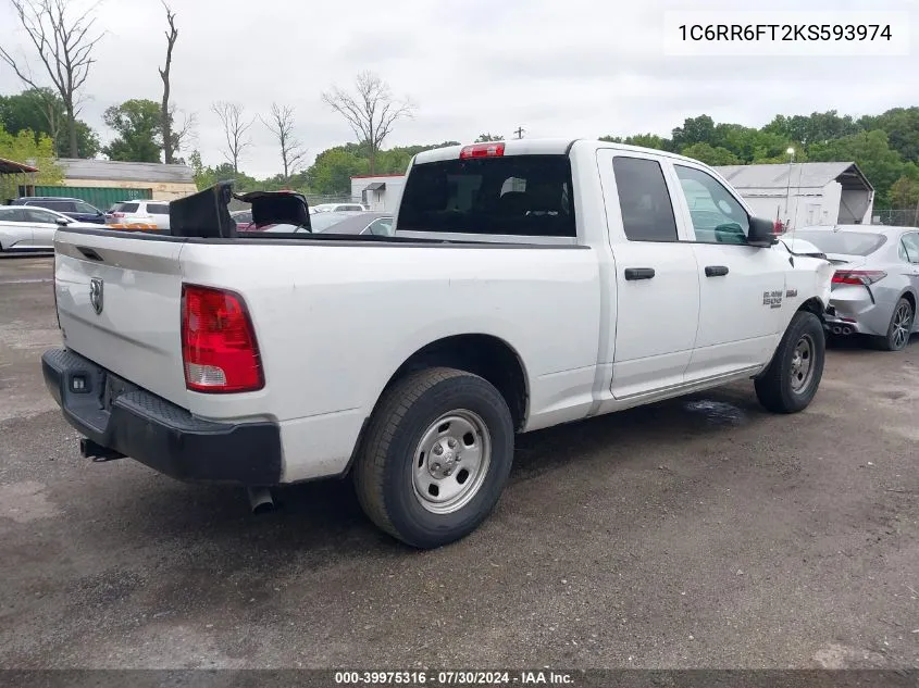 2019 Ram 1500 Classic Tradesman Quad Cab 4X2 6'4 Box VIN: 1C6RR6FT2KS593974 Lot: 39975316