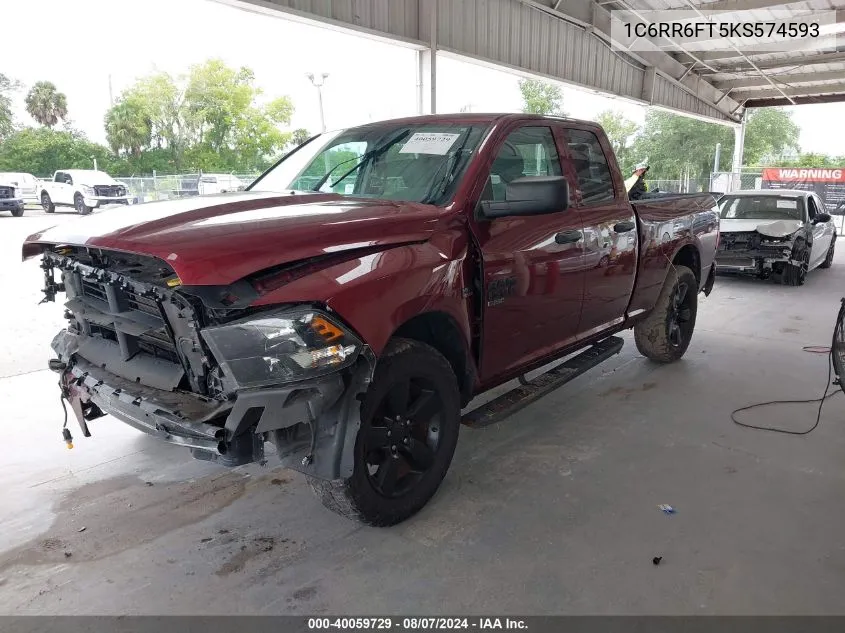 2019 Ram 1500 Classic Express Quad Cab 4X2 6'4 Box VIN: 1C6RR6FT5KS574593 Lot: 40059729