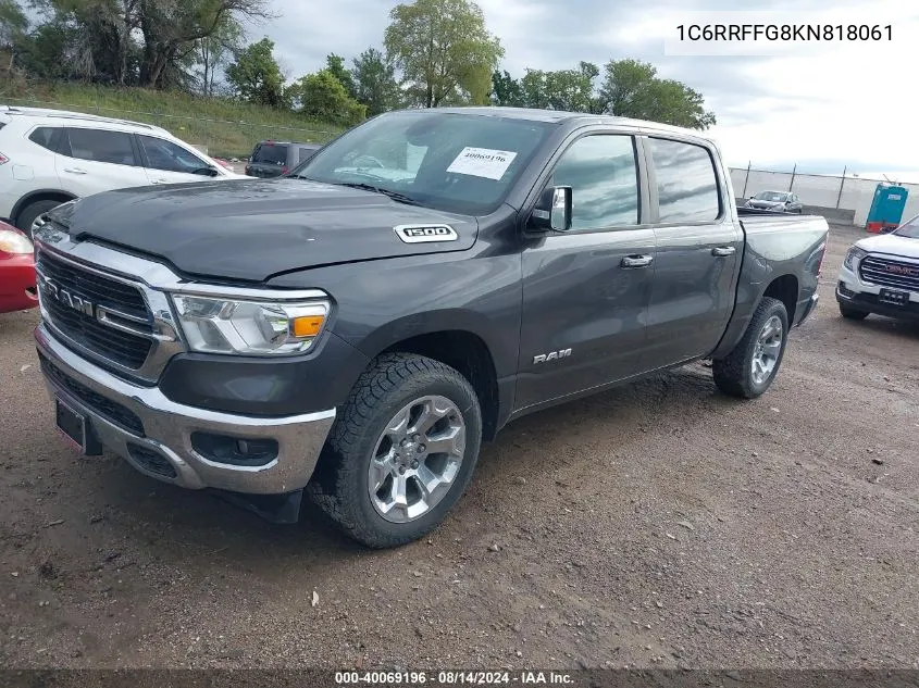 2019 Ram 1500 Big Horn/Lone Star 4X4 5'7 Box VIN: 1C6RRFFG8KN818061 Lot: 40069196