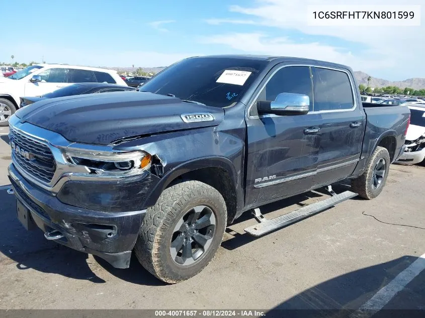 2019 Ram 1500 Limited 4X4 5'7 Box VIN: 1C6SRFHT7KN801599 Lot: 40071657