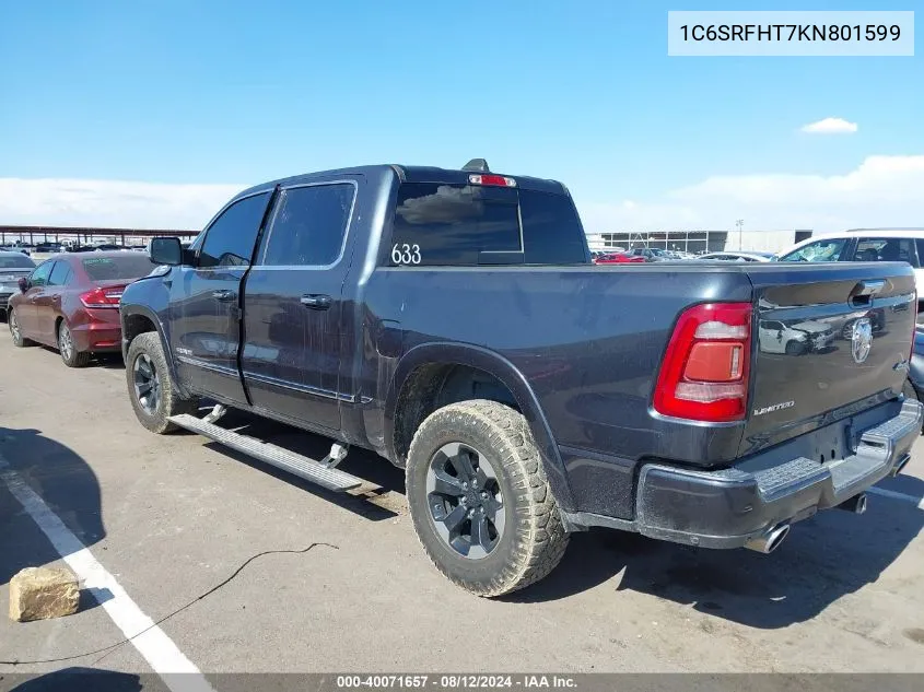 1C6SRFHT7KN801599 2019 Ram 1500 Limited 4X4 5'7 Box